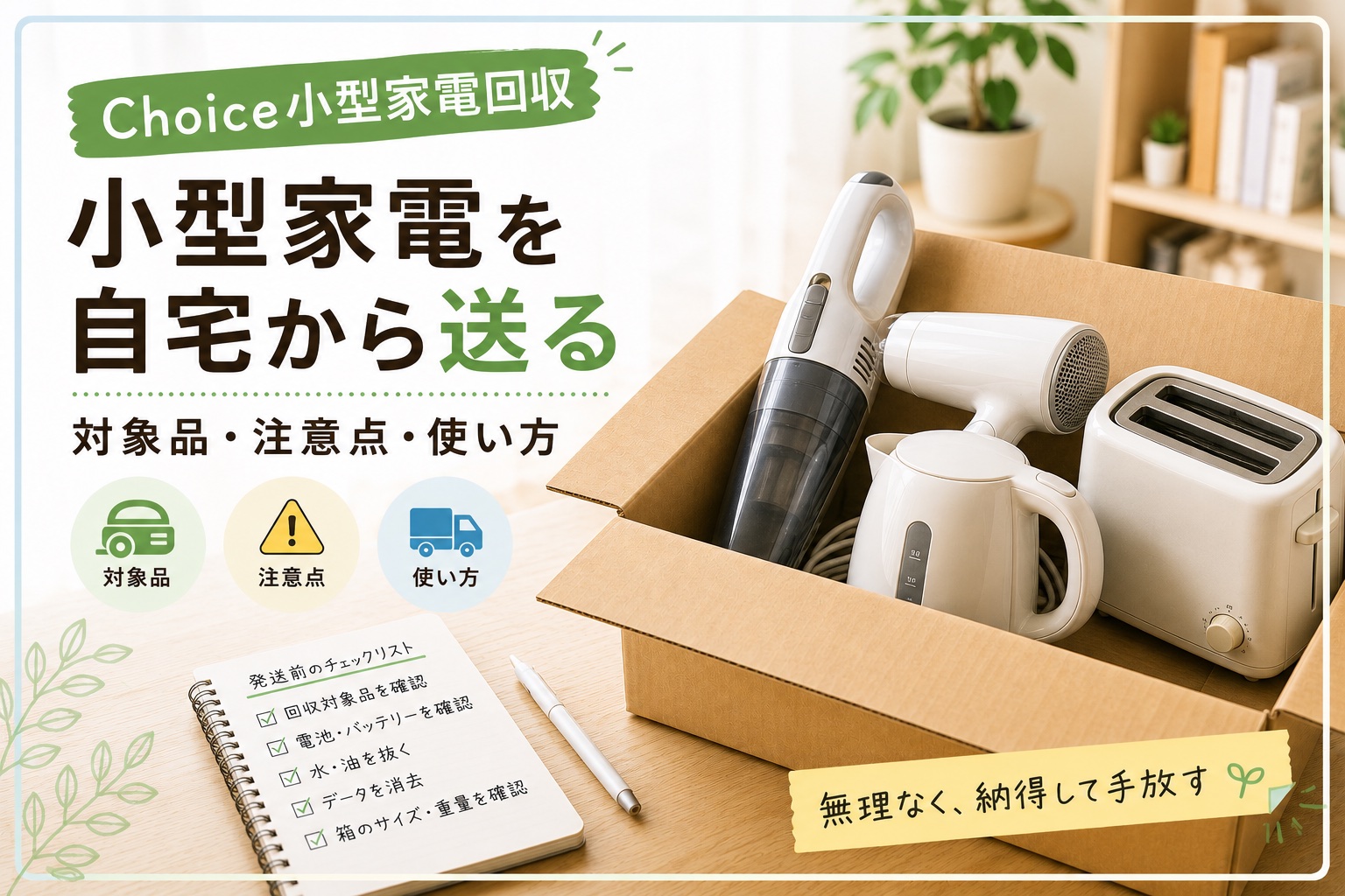 【Choice小型家電宅配回収】不要な家電を箱にまとめて自宅から送る