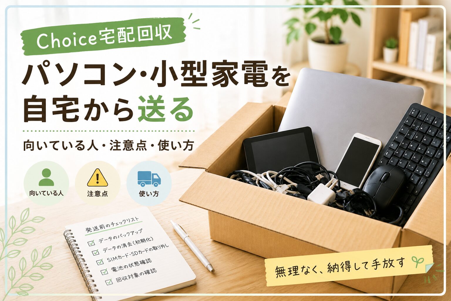 【Choice宅配回収】パソコン・小型家電を自宅から送る｜向いている人・注意点・使い方